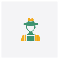 Farmer concept 2 colored icon. Isolated orange and green Farmer vector symbol design. Can be used for web and mobile UI/UX