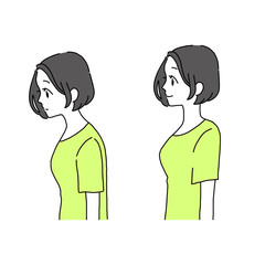 姿勢　猫背　女性