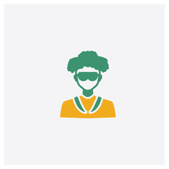 Scientist concept 2 colored icon. Isolated orange and green Scientist vector symbol design. Can be used for web and mobile UI/UX