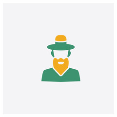 Rabbi concept 2 colored icon. Isolated orange and green Rabbi vector symbol design. Can be used for web and mobile UI/UX