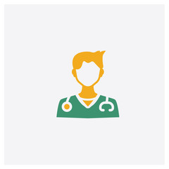 Doctor concept 2 colored icon. Isolated orange and green Doctor vector symbol design. Can be used for web and mobile UI/UX