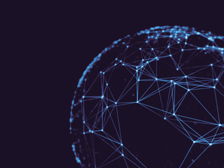 Abstract sphere geometry orb and polygonal lines and dots. Futuristic Technology (super high resolution)