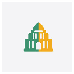 Capitol concept 2 colored icon. Isolated orange and green Capitol vector symbol design. Can be used for web and mobile UI/UX