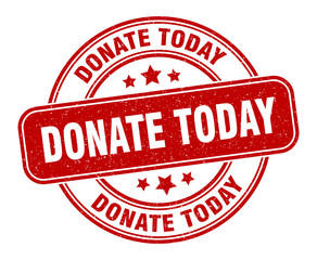 donate today stamp. donate today label. round grunge sign