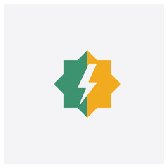 Flash concept 2 colored icon. Isolated orange and green Flash vector symbol design. Can be used for web and mobile UI/UX