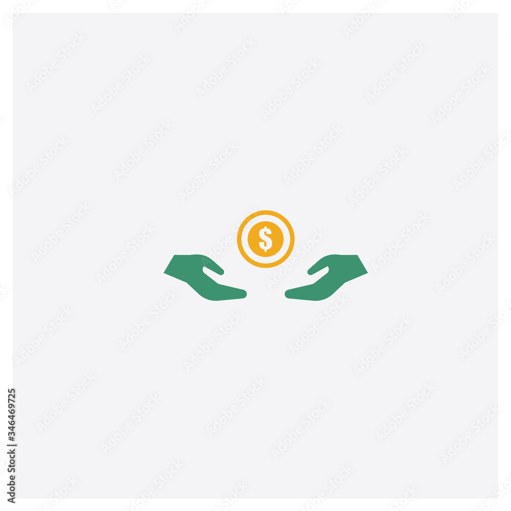 Wall mural cash money concept 2 colored icon. isolated orange and green cash money vector symbol design. can be