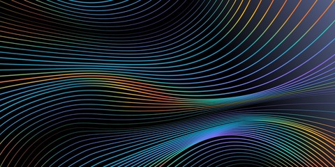 Abstract simple background rainbow line on black gradient backdrop