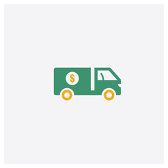 Delivery truck concept 2 colored icon. Isolated orange and green Delivery truck vector symbol design. Can be used for web and mobile UI/UX