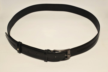 Black trouser belt for men isolate on white