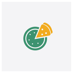 Pizza concept 2 colored icon. Isolated orange and green Pizza vector symbol design. Can be used for web and mobile UI/UX