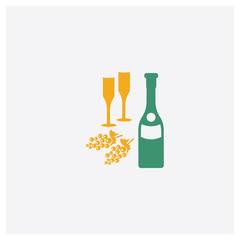 Champagne concept 2 colored icon. Isolated orange and green Champagne vector symbol design. Can be used for web and mobile UI/UX