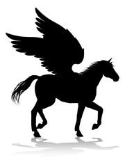 A Pegasus silhouette mythological winged horse graphic