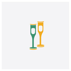 Birthday Toast concept 2 colored icon. Isolated orange and green Birthday Toast vector symbol design. Can be used for web and mobile UI/UX