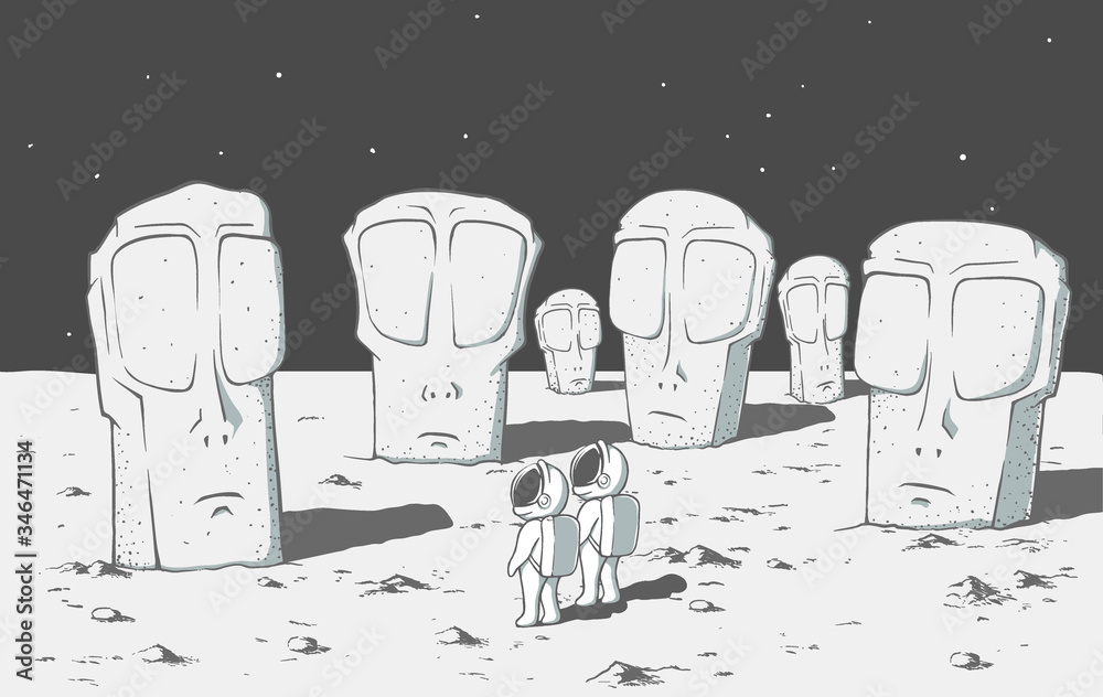 Canvas Prints alien stone monolithic statues in space