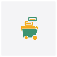 Trolley concept 2 colored icon. Isolated orange and green Trolley vector symbol design. Can be used for web and mobile UI/UX