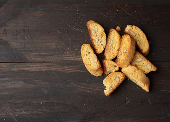 baked piece Italian almond biscotti, cantuccini cookies, traditional italian Christmas, New Year dry cookies