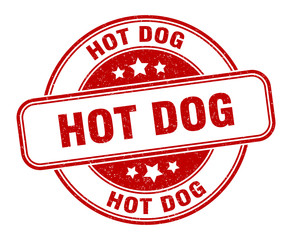 hot dog stamp. hot dog round grunge sign. label