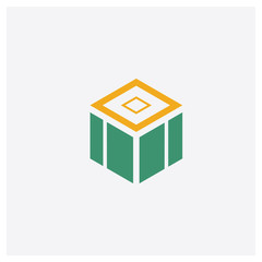 Box concept 2 colored icon. Isolated orange and green Box vector symbol design. Can be used for web and mobile UI/UX