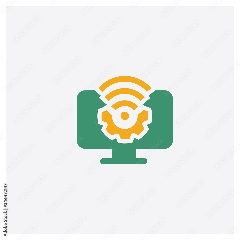 Wall mural monitor concept 2 colored icon. isolated orange and green monitor vector symbol design. can be used 