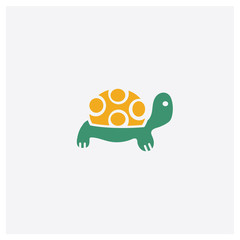 Turtle concept 2 colored icon. Isolated orange and green Turtle vector symbol design. Can be used for web and mobile UI/UX