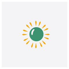 Sun concept 2 colored icon. Isolated orange and green Sun vector symbol design. Can be used for web and mobile UI/UX