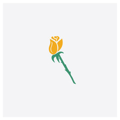 Rose concept 2 colored icon. Isolated orange and green Rose vector symbol design. Can be used for web and mobile UI/UX