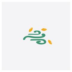 Fototapeta premium Wind concept 2 colored icon. Isolated orange and green Wind vector symbol design. Can be used for web and mobile UI/UX