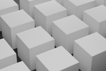 3D rendering of a plenty square box mock-up on a black paper background