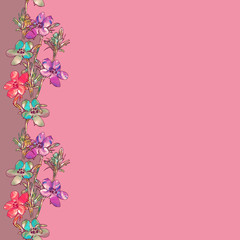 Field flowers seamless garland