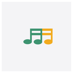 Eighth note concept 2 colored icon. Isolated orange and green Eighth note vector symbol design. Can be used for web and mobile UI/UX