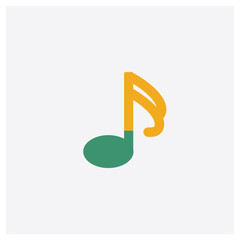 Obraz premium Sixteenth note concept 2 colored icon. Isolated orange and green Sixteenth note vector symbol design. Can be used for web and mobile UI/UX