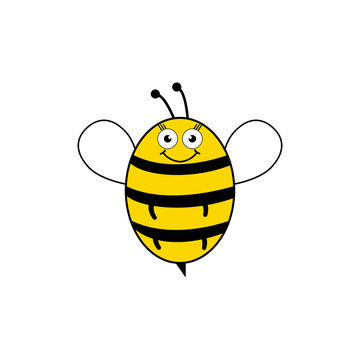 Bee cartoon cute vector illustration isolated on a white background