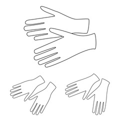 Obraz premium Gloves sketch on white. Vector linear gloves as a symbol of hands protection against viruses and bacteria. Cleaning or hygiene supplies, medical gloves