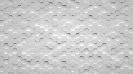 Plakat 3d-illustration white background of hexagons.
