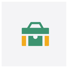 Suitcase concept 2 colored icon. Isolated orange and green Suitcase vector symbol design. Can be used for web and mobile UI/UX
