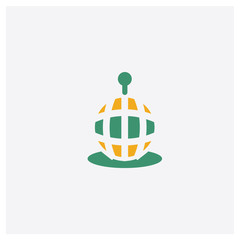Worldwide concept 2 colored icon. Isolated orange and green Worldwide vector symbol design. Can be used for web and mobile UI/UX