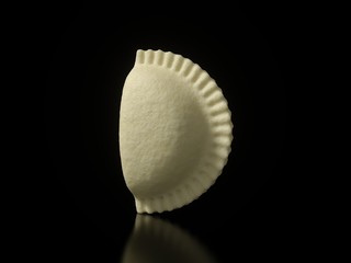 dumpling on black background. 3D illustration