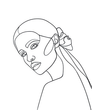 recommend clip art: Woman face continuous line drawing.  Fashion concept, woman beauty minimalist, vector illustration for t-shirt. 