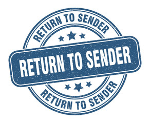 return to sender stamp. return to sender label. round grunge sign