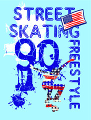 American skateboarder print and embroidery graphic design vector art