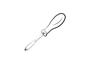 screwdriver, work tool, vector screwdriver on white background