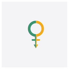 Female concept 2 colored icon. Isolated orange and green Female vector symbol design. Can be used for web and mobile UI/UX