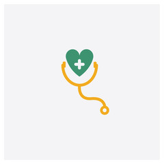 Stethoscope concept 2 colored icon. Isolated orange and green Stethoscope vector symbol design. Can be used for web and mobile UI/UX