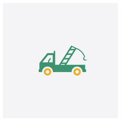 Truck with crane concept 2 colored icon. Isolated orange and green Truck with crane vector symbol design. Can be used for web and mobile UI/UX