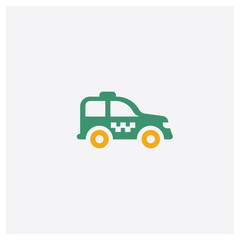 Fototapeta premium Taxi Facing Left concept 2 colored icon. Isolated orange and green Taxi Facing Left vector symbol design. Can be used for web and mobile UI/UX
