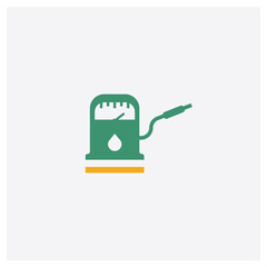 Gasoline refilling station concept 2 colored icon. Isolated orange and green Gasoline refilling station vector symbol design. Can be used for web and mobile UI/UX