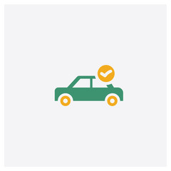 Car repair check list concept 2 colored icon. Isolated orange and green Car repair check list vector symbol design. Can be used for web and mobile UI/UX