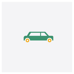 Limousine side view concept 2 colored icon. Isolated orange and green Limousine side view vector symbol design. Can be used for web and mobile UI/UX