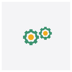 Two Cogwheels concept 2 colored icon. Isolated orange and green Two Cogwheels vector symbol design. Can be used for web and mobile UI/UX