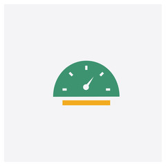 Car speedometer concept 2 colored icon. Isolated orange and green Car speedometer vector symbol design. Can be used for web and mobile UI/UX